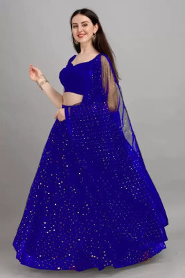 HOUSE OF COMMON Self Design Semi Stitched Lehenga Choli(Blue)