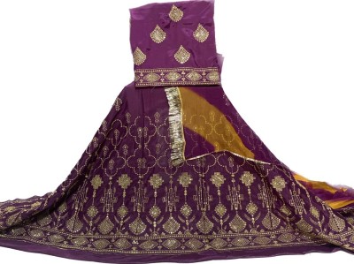 PDsons Embroidered Semi Stitched Rajasthani Poshak(Purple)