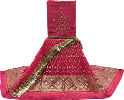 Man Fashion Embroidered Semi Stitched Lehenga Choli(Pink)
