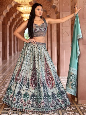 PURVAJA Self Design Semi Stitched Lehenga Choli(Light Green)