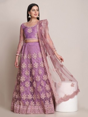 AADITASYA Embroidered Semi Stitched Lehenga Choli(Pink)