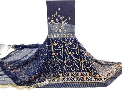 HOUSE OF COMMON Embroidered Semi Stitched Lehenga Choli(Dark Blue)