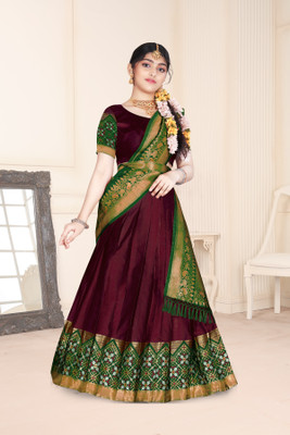 Samrthyafashion Printed Semi Stitched Lehenga Choli(Maroon)