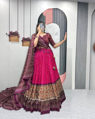 BLANKLOOK Printed Semi Stitched Lehenga Choli(Multicolor)