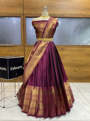 Fabcartz Self Design Semi Stitched Lehenga Choli(Purple)