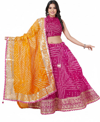 PAHNAVA Printed Semi Stitched Lehenga Choli(Multicolor)