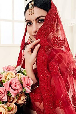 HOUSE OF COMMON Embroidered Semi Stitched Lehenga Choli(Maroon)