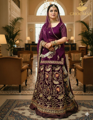 GHOOMAR KESRIYA Embroidered Semi Stitched Rajputi Poshak(Purple)