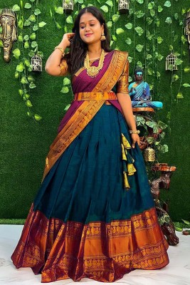 Fabcartz Embellished Semi Stitched Lehenga Choli(Blue)