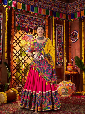 odette Embroidered Semi Stitched Lehenga Choli(Multicolor)