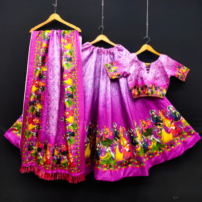 Hanumant Creation Embellished, Printed, Self Design, Digital Print Semi Stitched Lehenga Choli(Pink)