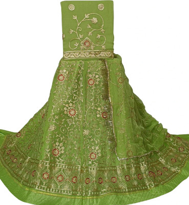 SHREE AMBEY TRADING Embroidered Semi Stitched Rajasthani Poshak(Light Green)