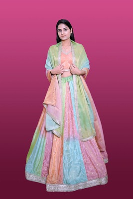 Pavora Embellished Stitched Lehenga Choli(Multicolor)