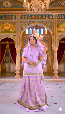 bherva tex Embroidered Semi Stitched Rajputi Poshak(Pink)