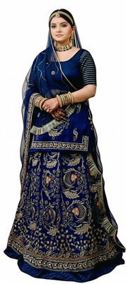 SHREE AMBEY TRADING Embroidered Semi Stitched Rajasthani Poshak(Blue)