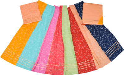 Yuvi Creation Printed Semi Stitched Lehenga Choli(Multicolor)