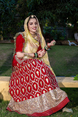 KalyaniTextile Embroidered Semi Stitched Rajasthani Poshak(Red)