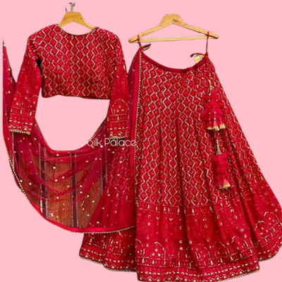 HRMFAB Self Design Semi Stitched Lehenga Choli(Red)