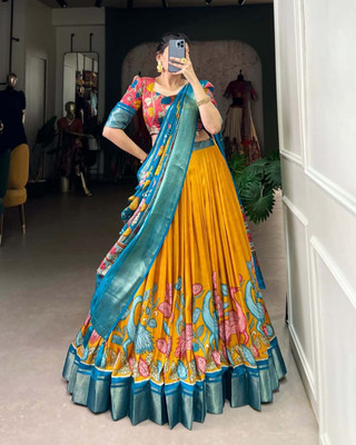 HEM SELLES Printed Semi Stitched Lehenga Choli(Yellow)