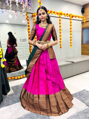 SHREE CREATION Self Design Semi Stitched Lehenga Choli(Pink)