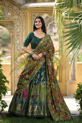 JANVI CREATION Printed Semi Stitched Lehenga Choli(Light Green)