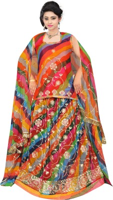 Guru Creations Embroidered Semi Stitched Rajasthani Poshak(Multicolor)