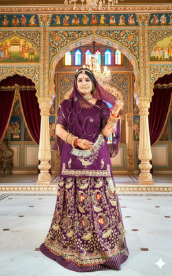 bherva tex Embroidered Semi Stitched Rajputi Poshak(Purple)