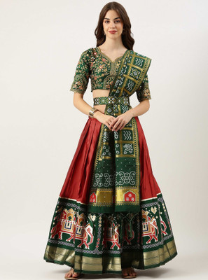 Fabcartz Self Design Semi Stitched Lehenga Choli(Red)