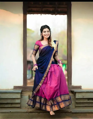The Shopoholic Self Design Semi Stitched Lehenga Choli(Multicolor)