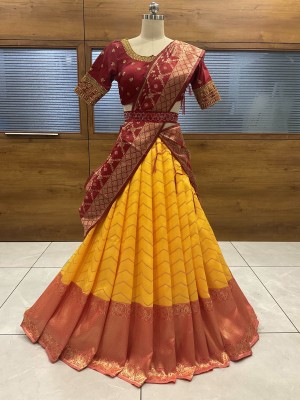 MR Y Self Design Semi Stitched Lehenga Choli(Yellow)