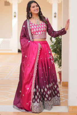 JD TRENDZ Embroidered Semi Stitched Lehenga Choli(Multicolor)