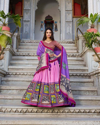 RADHVI BIZ Printed Semi Stitched Lehenga Choli(Multicolor)