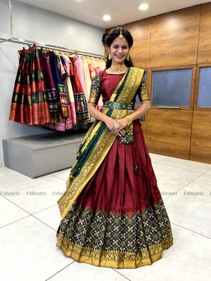 Payu Printed Semi Stitched Lehenga Choli(Maroon)