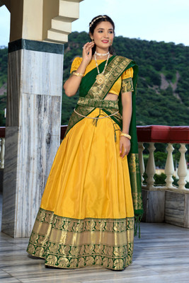 Fabcartz Embellished Semi Stitched Lehenga Choli(Yellow)