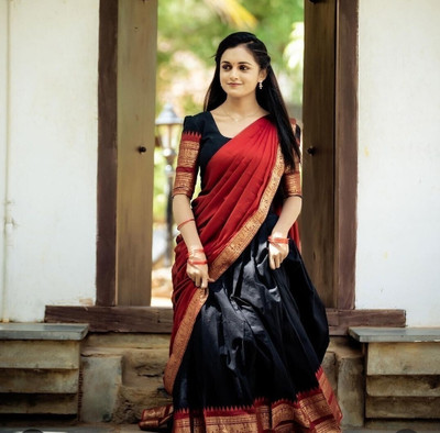 SHREE SANT SAREES Solid Semi Stitched Lehenga Choli(Black)