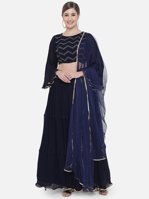 Divastri Self Design Semi Stitched Lehenga Choli(Blue)