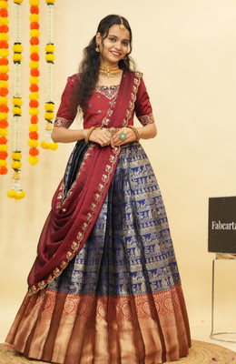 SHREE CREATION Self Design Semi Stitched Lehenga Choli(Dark Blue)