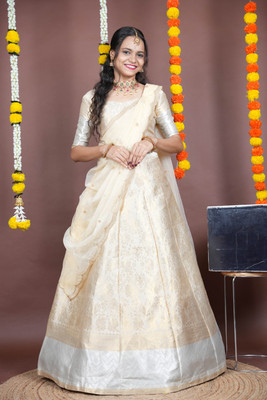 SHREE CREATION Self Design Semi Stitched Lehenga Choli(Beige)