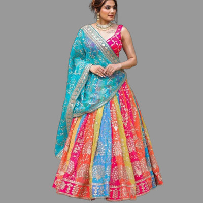 KAPANKU Self Design Semi Stitched Lehenga Choli(Multicolor)