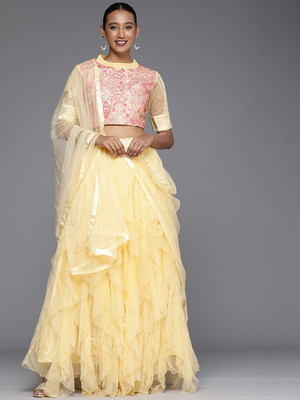 Divastri Self Design Semi Stitched Lehenga Choli(Yellow)