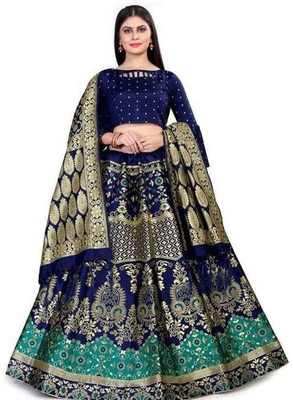 Harshiv Textile Self Design Semi Stitched Lehenga Choli(Light Green)