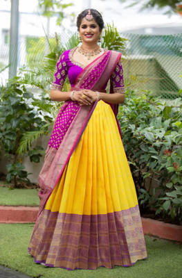 Fabcartz Self Design Semi Stitched Lehenga Choli(Yellow)