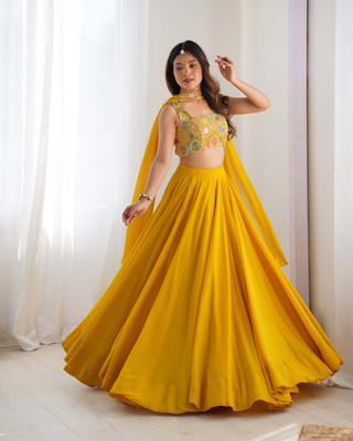 Trivety Embellished Stitched Lehenga Choli(Yellow)