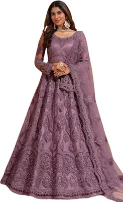 ISHU FAB Embroidered Semi Stitched Lehenga Choli(Gold)