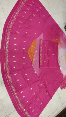 Shree Nakoda Uniforms Embroidered Semi Stitched Rajputi Poshak(Pink)
