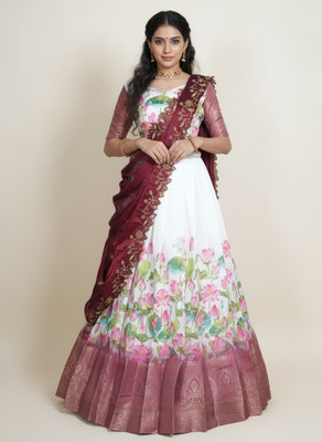 MR Y Printed Semi Stitched Lehenga Choli(Maroon)