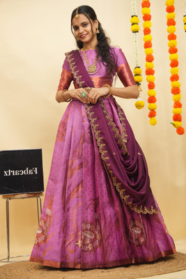 MR Y Self Design Semi Stitched Lehenga Choli(Pink)