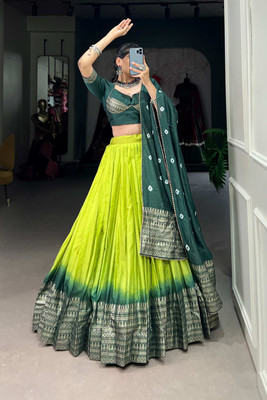 HEM SELLES Printed Semi Stitched Lehenga Choli(Green)