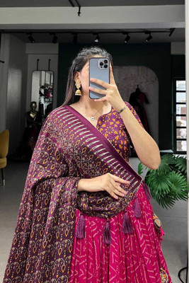 MITRABIZ Self Design Semi Stitched Lehenga Choli(Pink)