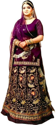 bherva tex Embroidered Semi Stitched Rajasthani Poshak(Pink)